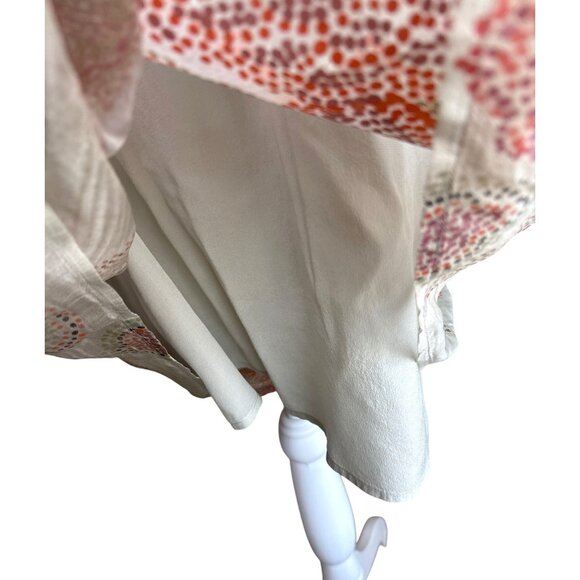 Catherine MaLendrino Size 8 Silk Dress Lined Smocked Shift Flow Boho Gray Coral - Picture 4 of 9